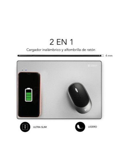 ALFOMBRILLA SUBBLIM WIRELESS CHARGER QI ALUMINUM SILVER 10W