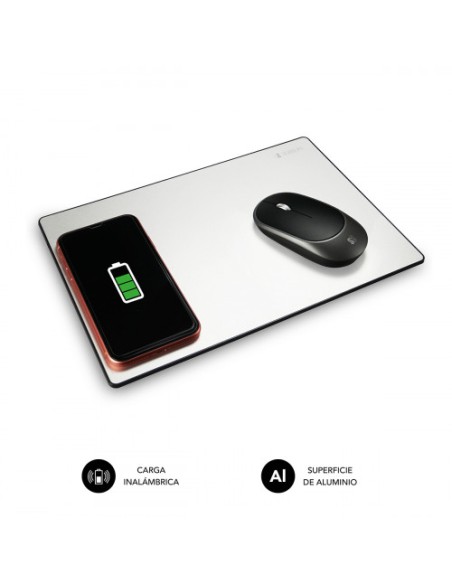 ALFOMBRILLA SUBBLIM WIRELESS CHARGER QI ALUMINUM SILVER 10W
