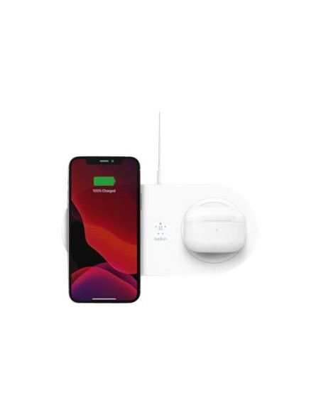 BASE DE CARGA BELKIN DOBLE BOOST CHARGE QI 15W WHITE