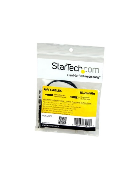 CABLE STARTECH AUDIO JACK 3.5MM HEMBRA / 2X RCA MACHO 0.15M