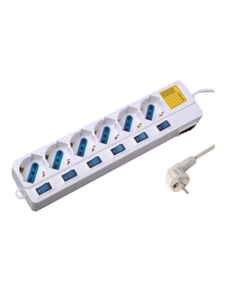 REGLETA EWENT 6 TOMAS + 6 INTERRUPTORES WHITE 5M