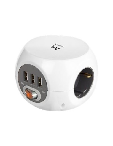 REGLETA EWENT CUBO 3 TOMAS + 3 USB...