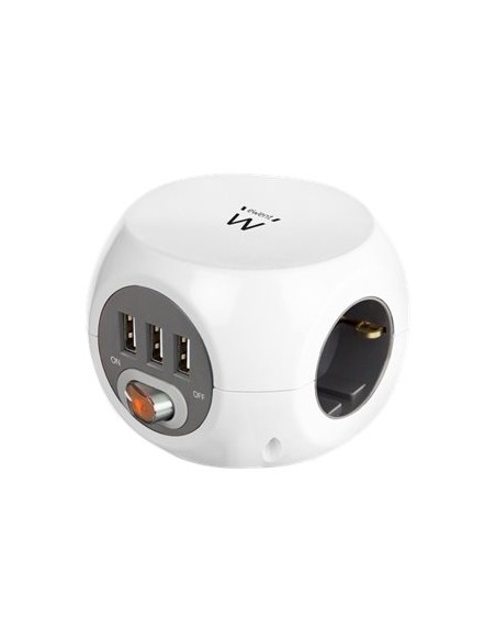 REGLETA EWENT CUBO 3 TOMAS + 3 USB WHITE 1.5M