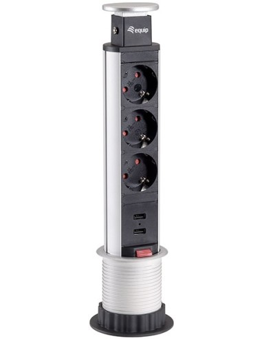 REGLETA EQUIP POP-UP 3 TOMAS + 2 USB...