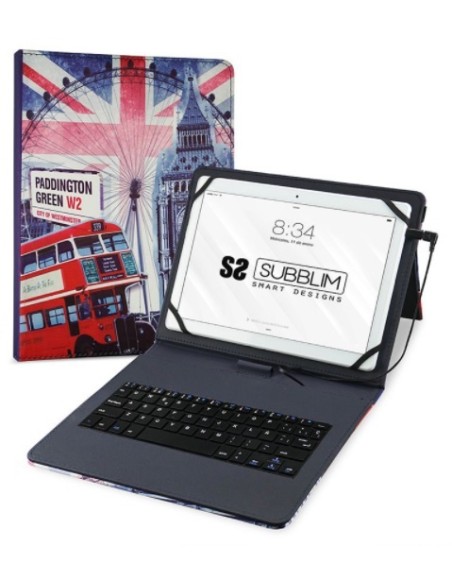 FUNDA TABLET SUBBLIM KEYTAB 10.1 + TECLADO USB ENGLAND