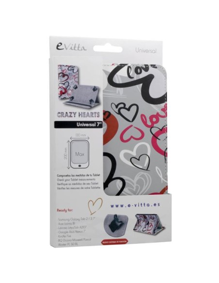 FUNDA TABLET E-VITTA 7 CRAZY HEARTS COVER STAND 