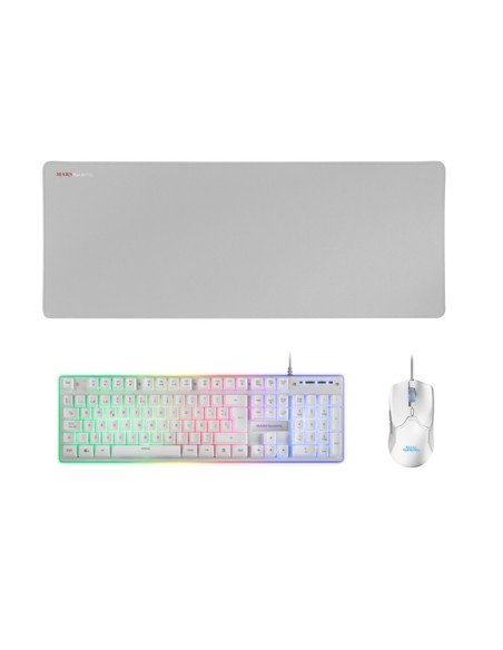 TECLADO + MOUSE + ALFOMBRILLA XXL MARS GAMING MACPX H-MECH ILUMINADO WHITE