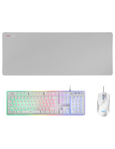 TECLADO + MOUSE + ALFOMBRILLA XXL MARS GAMING MACPX H-MECH ILUMINADO WHITE