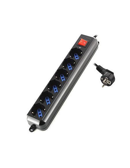 REGLETA EWENT 6 TOMAS BLACK 1.5M INTERRUPTOR PROTECCION