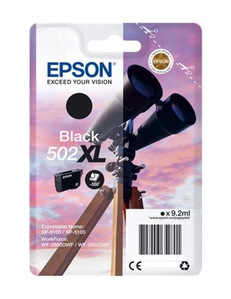 CARTUCHO EPSON 502XL BLACK CLARIA PREMIUM XP-5100 / XP-5105 / WF-2860 / WF-2865