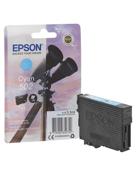 CARTUCHO EPSON 502 CYAN CLARIA PREMIUM XP-5100 / XP-5105 / WF-2860 / WF-2865