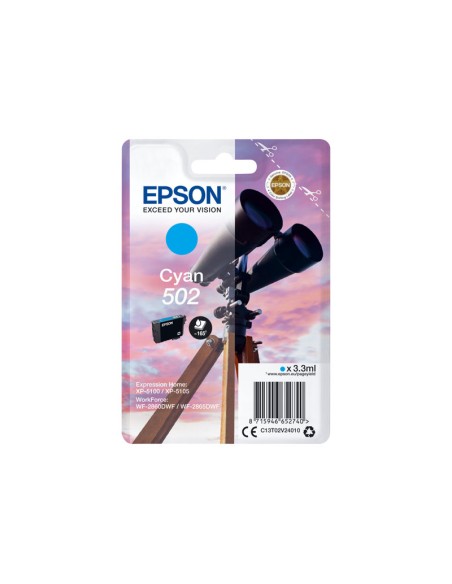 CARTUCHO EPSON 502 CYAN CLARIA PREMIUM XP-5100 / XP-5105 / WF-2860 / WF-2865