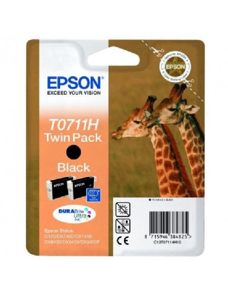 CARTUCHO EPSON T0711 BLACK TWIN PACK STYLUS D78/D92/D120/DX4000/DX5000/DX6000/DX7400/SX105/BX300F