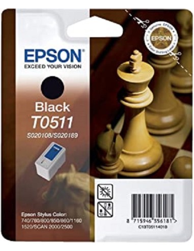 CARTUCHO EPSON T0511 BLACK STYLUS COLOR 740/760/800/850/860/1160/1520 SCAN 2000/2500