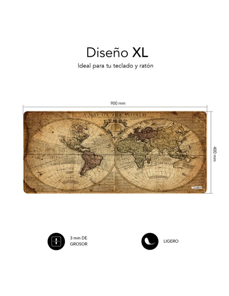 ALFOMBRILLA SUBBLIM VINTAGE WORLD XL 900X400X3