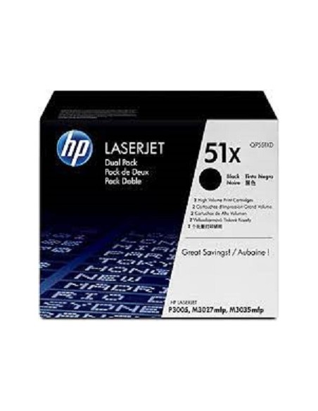 TONER HP 51X BLACK GRAN CAPACIDAD DUALPACK P3005 M3027 M3035 2X 13000 PAG