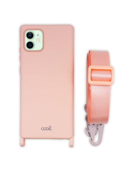 FUNDA MOVIL BACK COVER COOL SILICONA PINK + CINTA PINK IPHONE 12 / 12 PRO