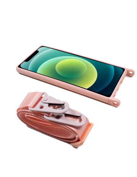 FUNDA MOVIL BACK COVER COOL SILICONA PINK + CINTA PINK IPHONE 12 / 12 PRO