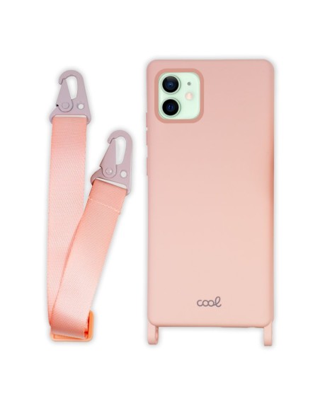 FUNDA MOVIL BACK COVER COOL SILICONA PINK + CINTA PINK IPHONE 12 / 12 PRO