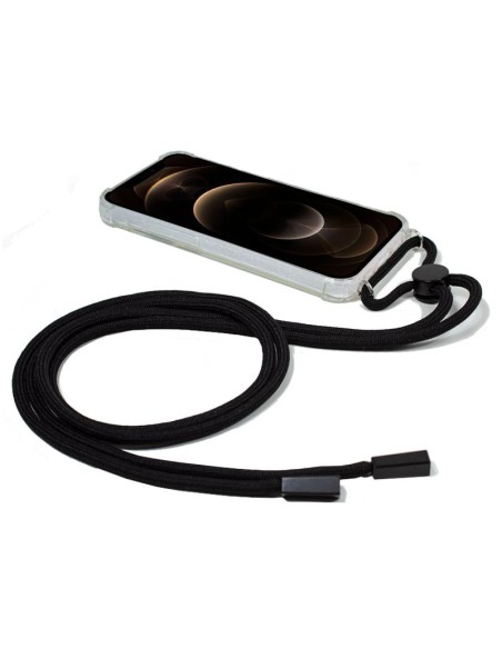 FUNDA MOVIL BACK COVER COOL SILICONA TRANSPARENTE + CORDON BLACK IPHONE 12 PRO MAX