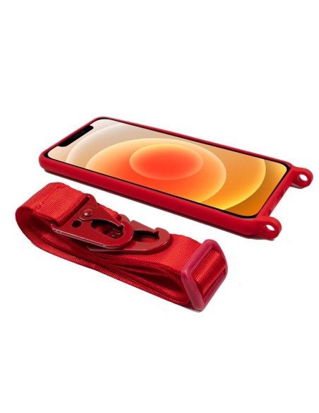 FUNDA MOVIL BACK COVER COOL SILICONA RED + CINTA RED IPHONE 12 MINI