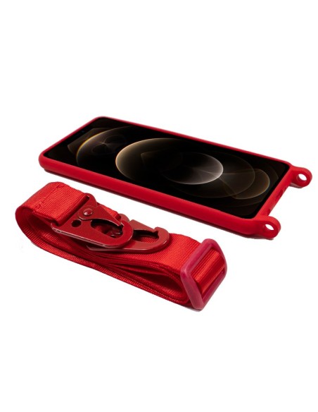 FUNDA MOVIL BACK COVER COOL SILICONA RED + CINTA RED IPHONE 12 PRO MAX