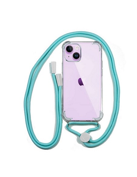 FUNDA MOVIL BACK COVER COOL SILICONA + CORDON MINT GREEN IPHONE 14
