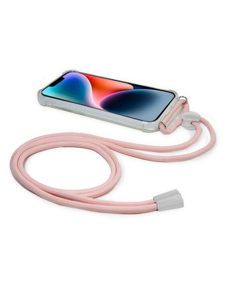 FUNDA MOVIL BACK COVER COOL SILICONA + CORDON PINK IPHONE 14 PLUS