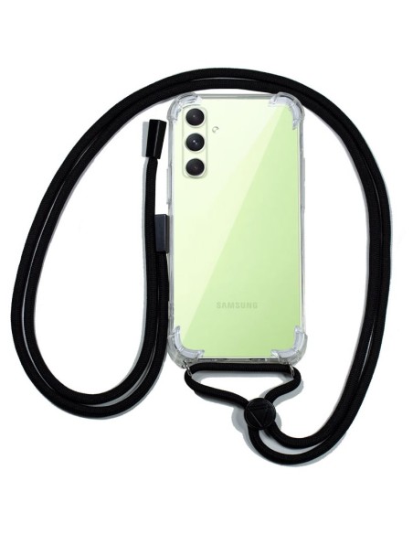 FUNDA MOVIL BACK COVER COOL SILICONA TRANSPARENTE + CORDON BLACK GALAXY A54 5G A546