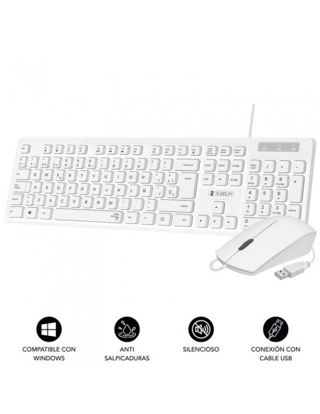 TECLADO + MOUSE SUBBLIM USB SLIM SILENT WHITE