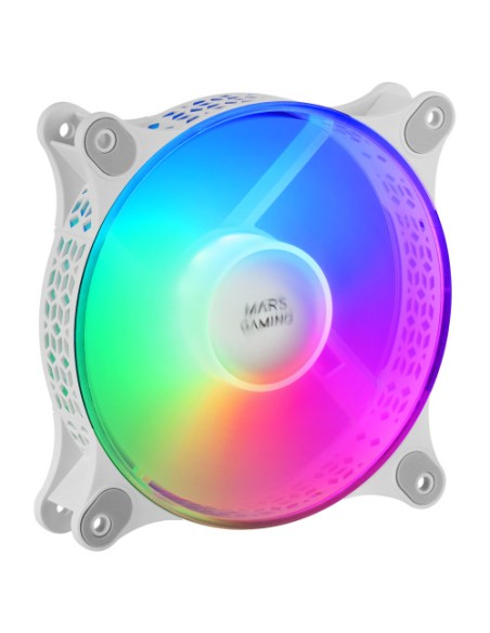 VENTILADOR 12CM 120X120X25MM MARS GAMING MFDUO RGB WHITE KIT 2U