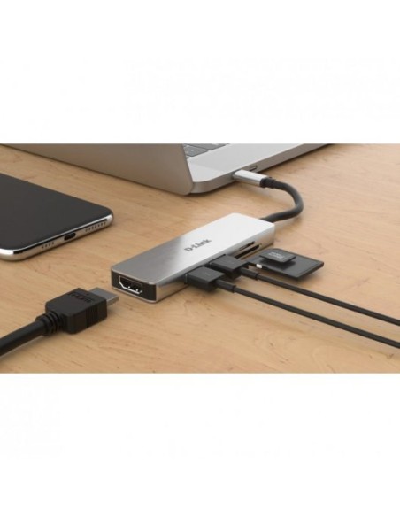 PUERTO REPLICADOR USB-C D-LINK HDMI + 2XUSB 3.0 + SD + MICRO SD