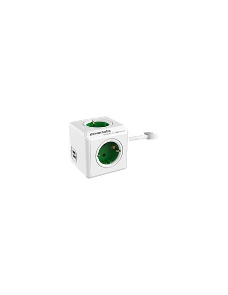 REGLETA POWERCUBE EXTENDED USB 4 TOMAS WHITE/GREEN 1.5M