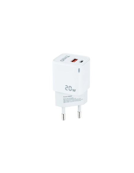CARGADOR USB TOOQ 20W USB + USB-C WHITE PARA CASA