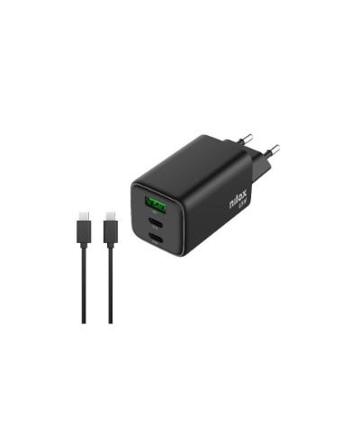 CARGADOR USB 2XUSB-C NILOX 65W GAN BLACK + CABLE USB-C PARA CASA