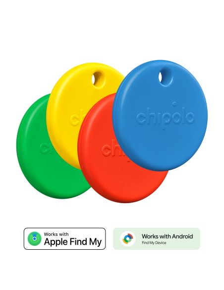 CHIPOLO POP TAG PACK 4U RED/BLUE/YELLOW/GREEN FIND MY APPLE / FIND MY DEVICE GOOGLE