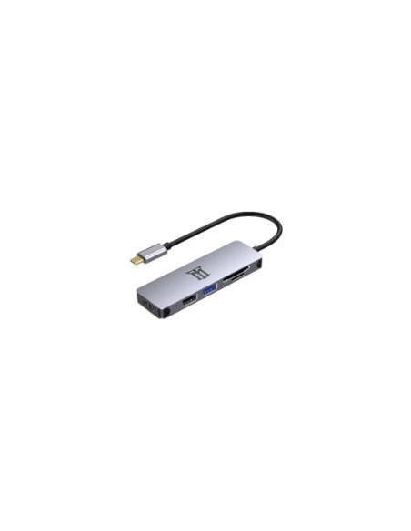 PUERTO REPLICADOR USB-C MAILLON HDMI + USB 3.0 + USB 2.0 + SD + MICRO SD ALUMINIO SILVER