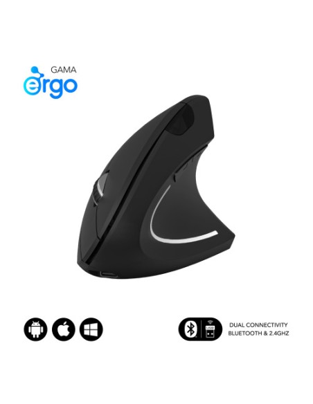MOUSE SUBBLIM VERTICAL GLIDE ERGO WIRELESS BLUETOOTH DUAL BLACK