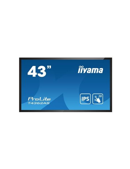 MONITOR TACTIL IIYAMA 43 IPS PROLITE T4362AS-B1 3840X2160 8MS VGA 3XHDMI 2XUSB RJ45 BLACK