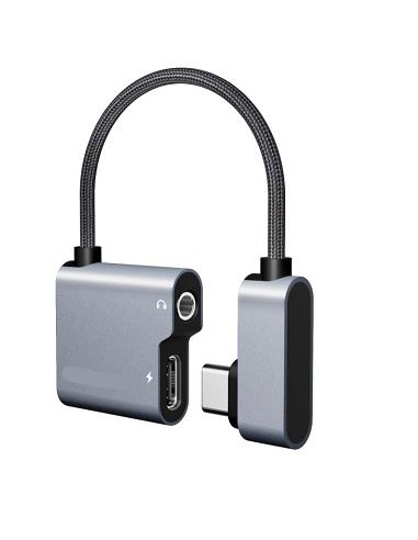 ADAPTADOR KABLEX USB-C MACHO / USB-C HEMBRA + JACK SILVER