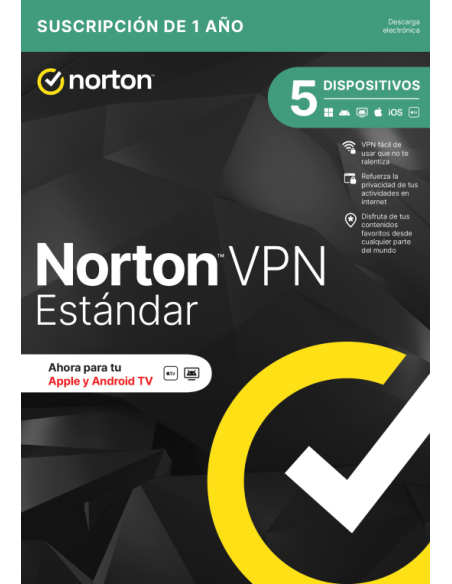 NORTON VPN STANDARD 1 USUARIO 5 DISPOSITIVOS 1 AÑO
