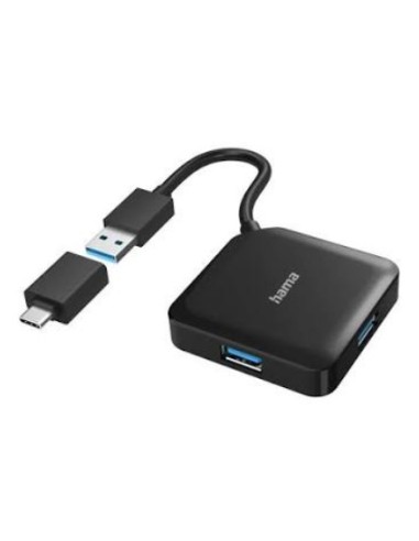 HUB HAMA USB / USB-C 3.0 4 PUERTOS BLACK