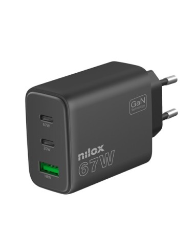 CARGADOR USB 2XUSB-C NILOX 67W GAN BLACK