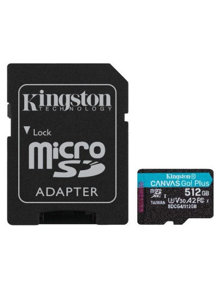 MEMORIA MICRO SD 512GB KINGSTON CANVAS GO PLUS CLASS 10 V30 U3 200MPBS + ADAPTADOR SD