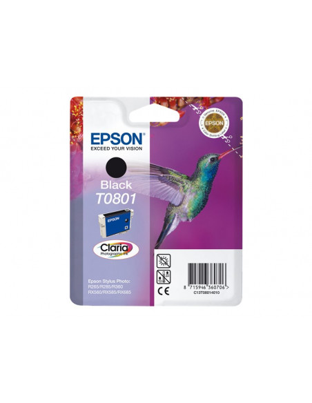 CARTUCHO EPSON T0801 BLACK STYLUS PHOTO R265/R285/R360/RX560/RX585/RX685/PW700W/PX800FW