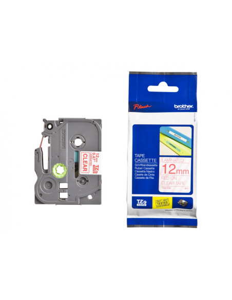 CINTA BROTHER TZE132 12MMX8M WHITE/RED