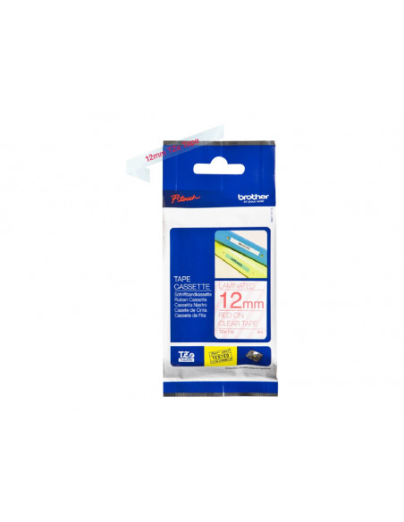 CINTA BROTHER TZE132 12MMX8M WHITE/RED