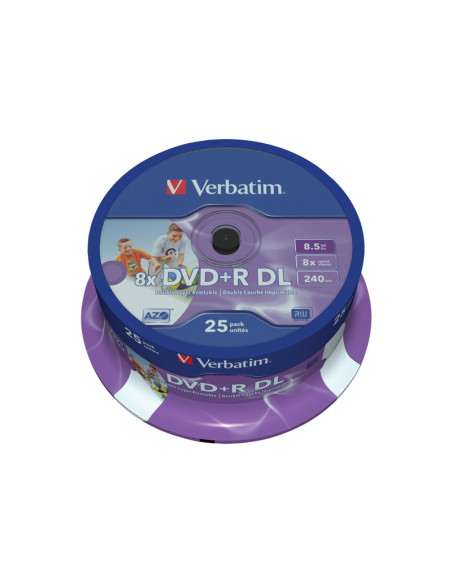 DVD+R VERBATIM 8.5GB 8X PRINTABLE LATA 25U