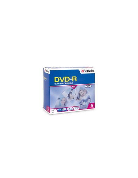 DVD-R VERBATIM 4.7GB 16X COLOUR CAJA SLIM 5U