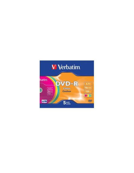 DVD-R VERBATIM 4.7GB 16X COLOUR CAJA SLIM 5U
